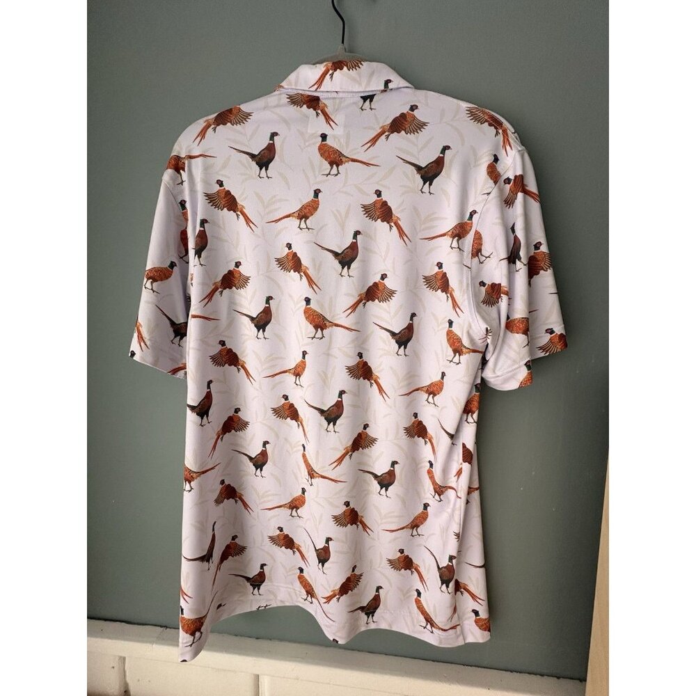 Waggle Shirt Men's SZ M White Flush Performance All Over Pheasant Stretch Golf - Picture 4 of 5
